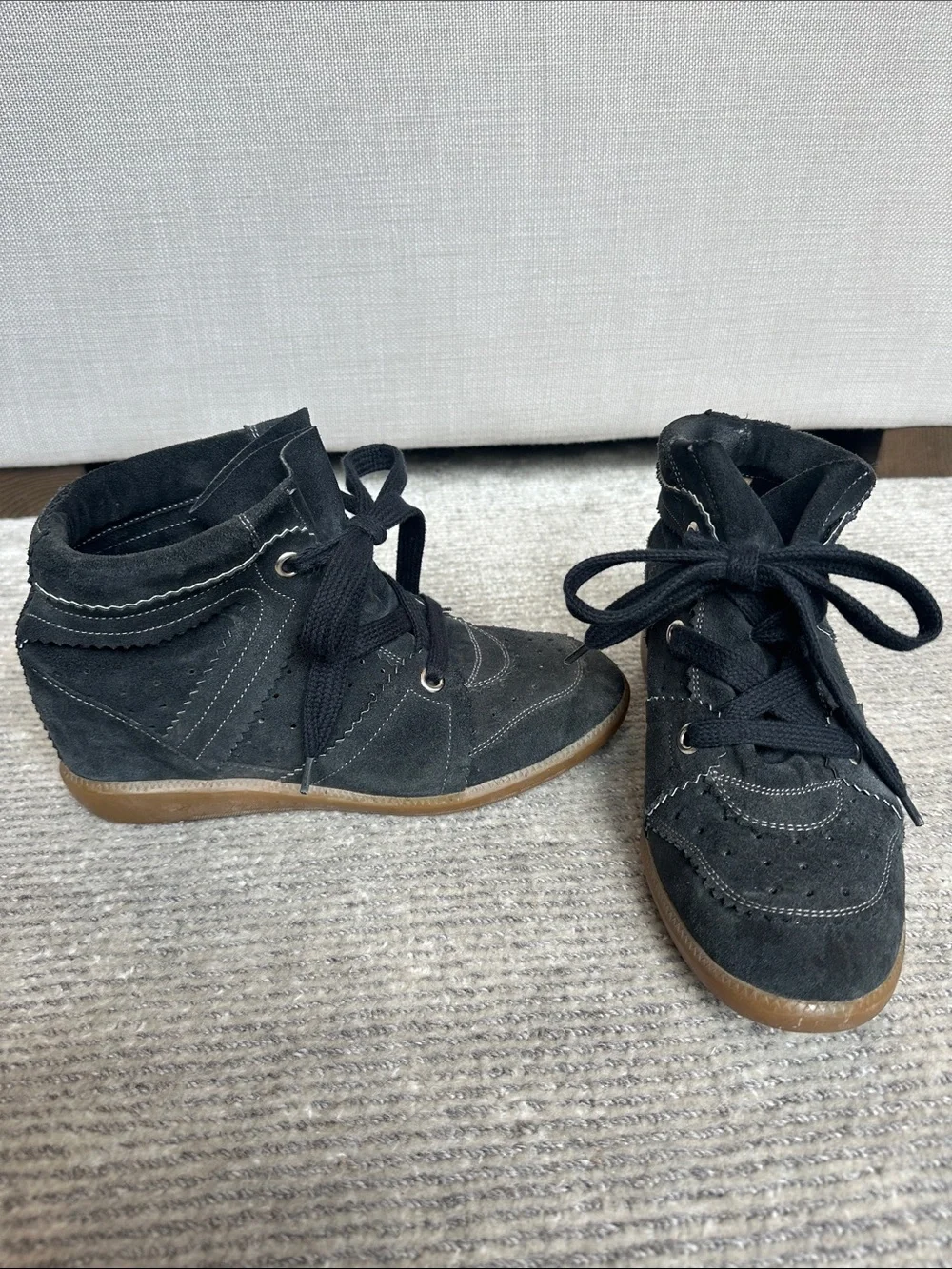 Isabel Marant Bobby Black Suede Wedge high top Sneaker Boots